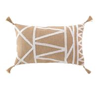 Douceur d'Intérieur, Coussin Déhoussable (30 x 50 cm) Asmara Naturel, Polycoton Uni avec Jute Tufté