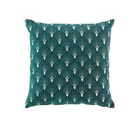 Douceur d'Intérieur, Coussin Déhoussable (45 x 45 cm) Alden Vert, Coton Imprimé Or