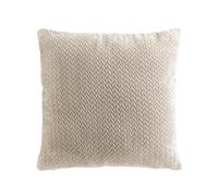 Coussin déco 45x45 cm FLANELA - flanelle relief uni beige déhoussable, garnissage polyester