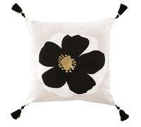 Douceur d'Intérieur Coussin déhoussable Issey 45x45 cm Pompons Naturel Coton imprimé Or