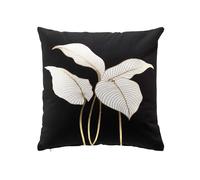 Douceur d'Intérieur, Coussin Déhoussable (45 x 45 cm) Jill Noir, Coton Imprimé Or