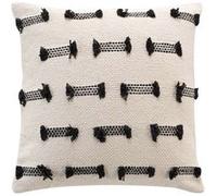 Coussin déhoussable BRINY - Coton tissé uni et fils coupés - 40 x 40 cm - Ecru