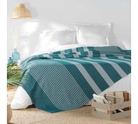 Couvre lit 2 personnes 240 x 260 cm coton/polyester tisse adele Bleu