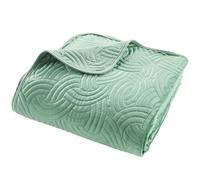 Couvre-lit Velours Uni Solange - 220 x 240 cm - Sauge + 2 housses de coussins 60x60 cm