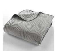Douceur d'Intérieur, Couvre-Lit Matelassé (220 x 240 cm) Solange Gris, Velours Uni