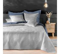 Douceur d'Intérieur, Couvre-Lit Matelassé (240 x 260 cm) et 2 Taies d'oreiller (60 x 60 cm) Solange Gris, Microfibre Unie