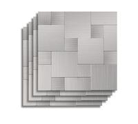 douceur d'intérieur, Crédence Adhésive Cuisine, Salle de Bain, Travertin, Chrome, 4 Pièces, 25 x 25 cm, Crédence Épaisse, 3D, Carrelage Adhésif Mural, Lavable, Imperméable