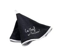 Douceur d'Intérieur Essuie-main rond Cuistot Éponge brodée coton 60 cm Noir