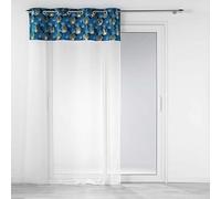 Douceur d'Intérieur d'intérieur, Voilage à Oeillets 140 x 240 Cm Bleu, Voile Sablé avec Top Velours Imp Or, Clairine