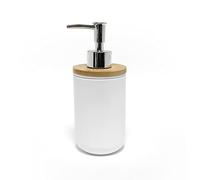 douceur d'intérieur, Distributeur Savon (Ø 7,2 x 17,5 cm) Smart Blanc, Polystyrène et Bambou