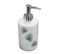 Douceur d'Intérieur, Distributeur Savon (Diamètre 7 x 17,5 cm) Jungly Vert, Céramique Imprimée