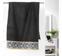 Douceur d'Intérieur, Drap de Bain (90 x 150 cm) Orbella Noir, Eponge Jacquard