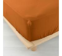 Douceur d'Intérieur, Drap Housse (140 x 190 cm) Angelia Caramel, Gaze de Coton Unie