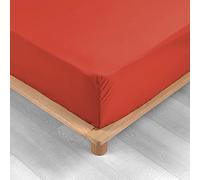 douceur d'intérieur, Drap Housse (140 x 190 cm) Percaline Terracotta, Percale de Coton