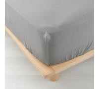 douceur d'intérieur, Drap Housse (160 x 200 cm) Angelia Gris, Gaze de Coton Unie