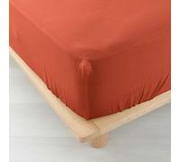 Douceur d'Intérieur Drap Housse Angelia – Gaze de coton unie 160 x 200 cm Terracotta