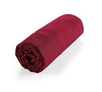 douceur d'intérieur, Drap Housse (160 x 200 cm) Biolina Bordeaux, 100% Coton Bio