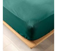 Douceur d'Intérieur, Drap Housse (160 x 200 cm) Biolina Emeraude, 100% Coton Bio