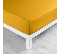 Douceur d'Intérieur - Drap housse Lina - 180 x 200 cm - Bonnet 30 cm - 100% coton - Jaune