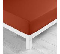Douceur d'Intérieur, Drap Housse (180 x 200 cm) Lina Terracotta, 100% Coton