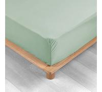 douceur d'intérieur, Drap Housse (180 x 200 cm) Percaline Sauge, 100% Percale de Coton