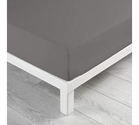 douceur d'intérieur, Drap Housse (90 x 190 cm) Lina Gris Souris, 100% Coton