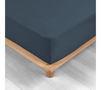 douceur d'intérieur, Drap Housse (90 x 190 cm) Percaline Bleu, Percale de Coton