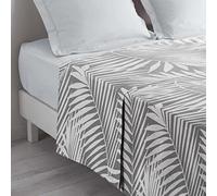 douceur d'intérieur, Drap Plat 1 Personne (180 x 290 cm) Botania Gris, 100% Coton