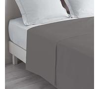 douceur d'intérieur, Drap Plat (180 x 290 cm) Lina Gris Souris, 100% Coton