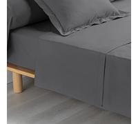 Douceur d'Intérieur Drap plat Percaline 180 x 290 cm Percale de coton Anthracite