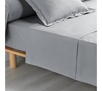 douceur d'intérieur, Drap Plat (180 x 290 cm) Percaline Gris, Percale de Coton