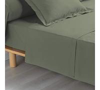 douceur d'intérieur, Drap Plat (180 x 290 cm) Percaline Kaki, Percale de Coton