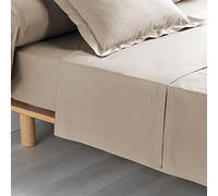douceur d'intérieur, Drap Plat (180 x 290 cm) Percaline Naturel, Percale de Coton