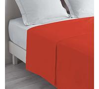 douceur d'intérieur, Drap Plat (240 x 300 cm) Lina Paprika, 100% Coton