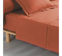 douceur d'intérieur, Drap Plat (240 x 300 cm) Percaline Terracotta, Percale de Coton