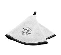 Douceur d'Intérieur, Essuie-Main Rond (Ø 60 cm) Grand Chef Gris, Eponge Brodée