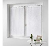 Douceur d'Intérieur Haltona Paire Droite Passants Effet Lin Tisse Haltona Polyester, Blanc, 160x60 cm