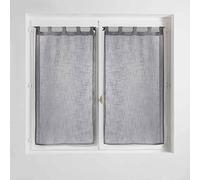 Douceur d'Intérieur Haltona Paire Droite Passants Effet Lin Tisse Haltona Polyester, Gris, 120x60 cm