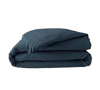 Housse de couette 2 personnes 240 x 220 cm - Percale de coton 78 fils - Bleu Nuit