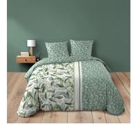 Douceur d'Intérieur - Housse de couette Eleonore 240 x 220 cm 100% coton vert + 2 taies 63x63