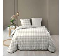 Douceur d'Intérieur Housse de couette réversible VICTOIRE 260x240 cm Naturel 100% coton 57 fils + 2 taies
