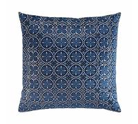 Douceur d'intérieur, Housse de Coussin (60 x 60 cm) Joan Bleu, Velours Imprimé Or