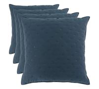 Douceur d'Intérieur, Housse de Coussin (60 x 60 cm) Mellow Chic Bleu/Blanc, Microfibre Bicolore (Lot de 4)