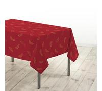 Douceur d'Intérieur, Nappe de Fête Rectangle (140 x 240 cm) Adora Rouge/Or, Microfibre Imprimée