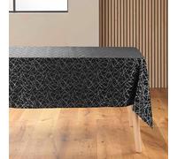 Nappe Antitache Imprimé Mikado 140x240cm Noir & Argent