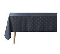 Douceur d'Intérieur, Nappe de Fête Rectangle (140 x 300 cm) Etoiles Marine/Or, Jacquard Fils Métallisés