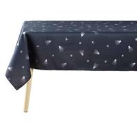 Douceur d'Intérieur, Nappe de Fête Rectangle (150 x 240 cm) Sapin Marine/Argent, Polyester Imprimé Métallisé
