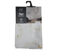 Douceur d'Intérieur, Nappe de Fête Rectangle (150 x 240 cm) Star Blanc/Or, Polyester Imprimé Métallisé