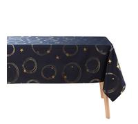 Douceur d'Intérieur, Nappe de Fête Rectangle (150 x 240 cm) Star Marine/Or, Polyester Imprimé Métallisé