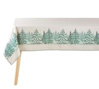 Douceur d'Intérieur, Nappe de Fête Rectangle (150 x 300 cm) Christmas Naturel, Polyester Imprimé